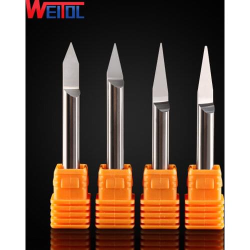 Weitol Metal engraving tool 5A 6mm V Shape round Bottom Carbide PCB Engraving Bits CNC Router Tool 10 degree 0.1mm
