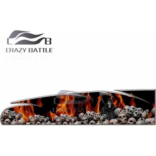 Crazy Battle 13 x 3cm Grim Reaper Skulls Flame Anime Decal Laptop Windshield Funny Car Stickers Waterproof Sunscreen Car Styling