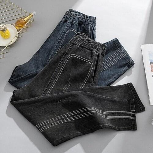 Zoki Loose Women Jeans Fall Embroidery Fashion High Waist Harem Denim Ankle-Length Pants Korean Ripped Distressed Jeans 2021