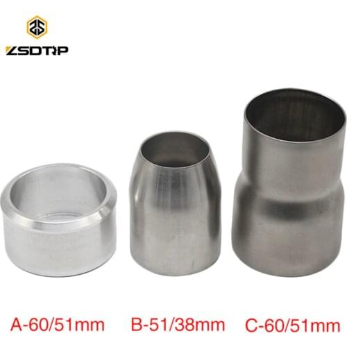 ZSDTRP 1PC Universal Motorcycle Exhaust Escape Moto 60MM Exhaust Pipe Adapters Connector Slip on 38-51MM 60-51MM Stainless Steel