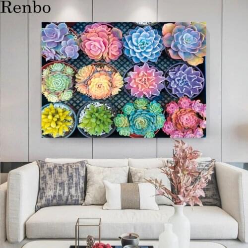 5D Diamond Painting sweet succulents Diy Full Square round Drill Beaded Painting Mosaic diamond embroidery sale Cross Stitch Kit