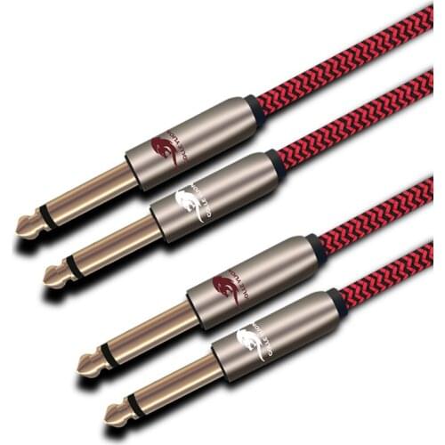 Audio Cable Dual 6.5mm to Dual 6.5mm for Amplifier Mixer Electronic Organ Guitar Cable TS Jack 2 6.35mm to 2 6.35mm 1M 2M 3M 5M