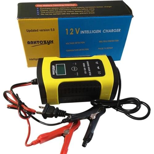 12V 6A Auto Car Battery Charger Pulse Repair Charger Wet Dry Lead Acid Battery LCD Digital Charger AGM Battery Car Motorcycle
