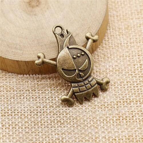 Free shipping 8pcs 35x30mm antique bronze Skull charms diy retro jewelry fit Earring keychain hair card pendant accessories