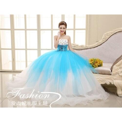 Free ship white and blue rhinestone beading ball gown long dress Medieval dress Renaissance gown royal dress Victoria dress