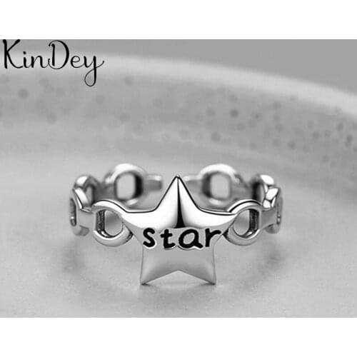 Bijoux 2020 Simple Style Silver Color Star Rings For Women Gifts Large Adjustable Finger Rings