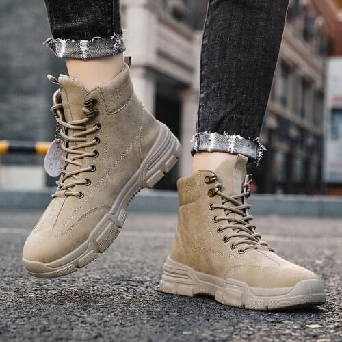 Ankle Boots Warm Men Snow Boots Winter Lace-up Men Shoes 2020 New Arrival Fashion Winter Work Boots Black Grey Khahi man shoes