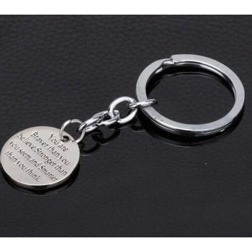 36PC You Are Braver Than You Believe Keyrings Round Charm Pendant Keychains Family Friends BFF Gifts Inspirational Key Rings Hot