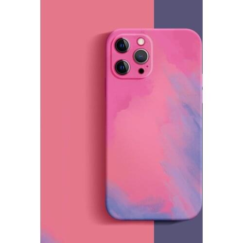 Watercolor Style Liquid Silicone Case For iPhone 12 12Mini 11 Pro MAX XS XR XSMAX X 7 8 Plus SE2020 Ultra Thin Soft Phone Cover