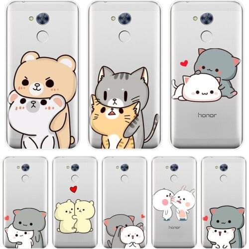 Kawaii Cute Cat Girl Case For Huawei Honor 4C 5C 6A 6C Pro Soft Silicone Back Cover For Huawei Honor 6 5A 4X 5X 6X Phone Case