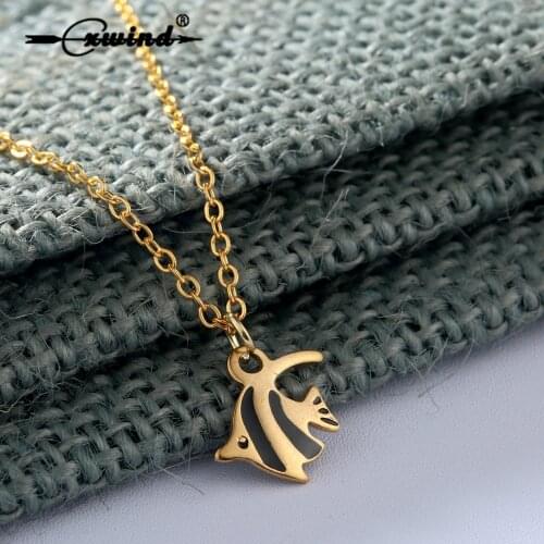Cxwind Stainless Steel Fish Piranha Pendants Necklaces With Chain Best Gift Ocesn Fish Necklace For Man Women Lady Bijoux