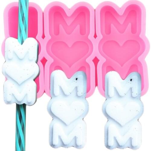 Disney MOM Letters Straw Topper Silicone Mold Fondant Cake Decorating Tools Jewelry Keychain Resin Molds Candy Chocolate Moulds