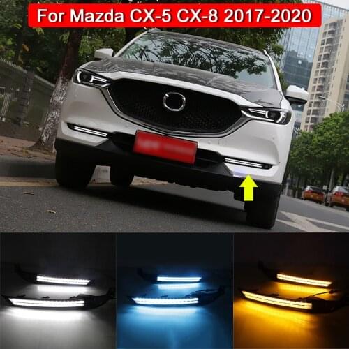 For Mazda CX-8 CX8 CX5 2017 2018 2019 12V LED Daytime Running Light Fog LamFlowing Turn Signal Relay Waterproof Car DRL