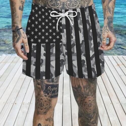 Mens Swim Shorts American Flag Printing Beach Swimming Trunks Sea American Flag Bottoms Shorts
