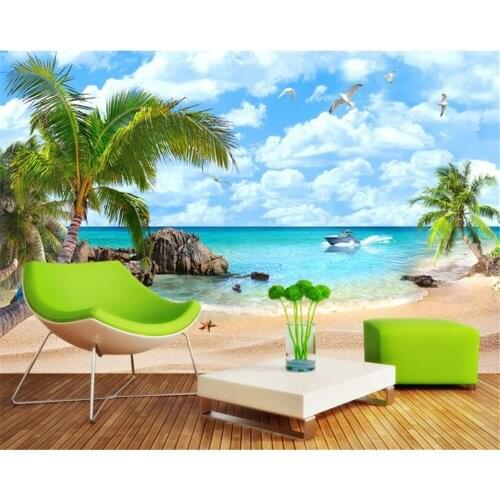 Beibehang photo costom wallpaper Seascape mediterranean sandy beach landscape background wall murals wallpaper for walls 3 d
