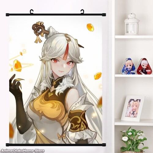 Game Genshin Impact Ning Guang Cosplay Poster Wall Scroll Painting Mural Fashion Home Decor Collection Art Gift