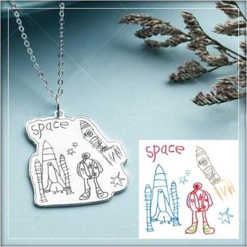 Customized Childrens Drawing Necklace Kids Art Child Artwork Personalized Drawing Necklace Custom Artwork Jewelry GIFT
