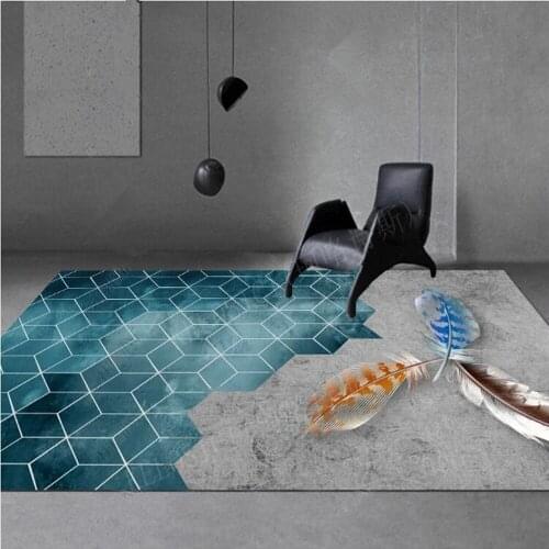 Creative Feather plaid 3D Printing Carpets Home Hallway Doormat Anti-Slip Bathroom decorate Carpet Absorb Water Kitchen Mat/Rugs