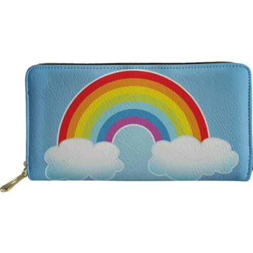 HYCOOL Fashion Wallet Women Men Food Rainbow Feather Pattern Ladies Girls Zipper Card Purse Long Custom Clutch Bags 2020 Female
