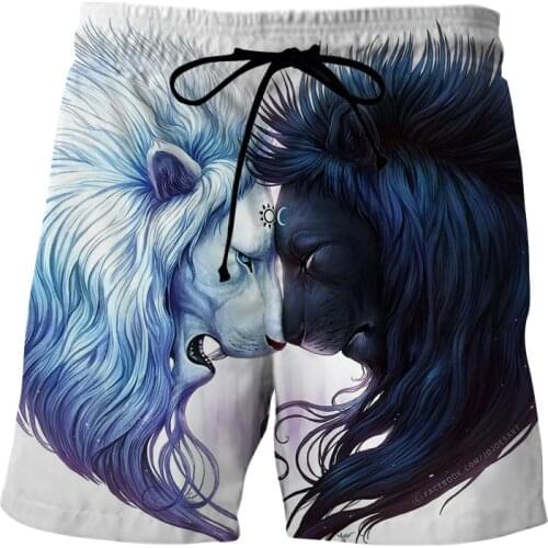 2021 Mens King of Animal Graphic Lion lover Beach Shorts 3D Printing boardshorts casual Pants Swimming shorts men Streetwear