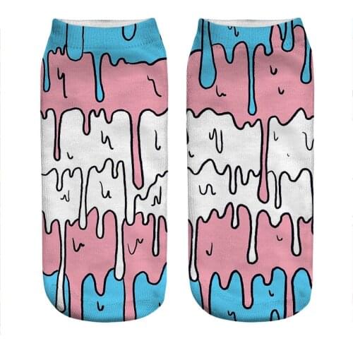 Womens socks kawaii pastel pride melting trans Printed Socks Woman harajuku Happy Funny Novelty cute girl gift Socks for women