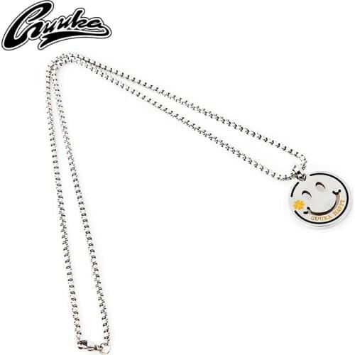 GUUKA hip-hop smiley face necklace mens tide card Zhou Jiuliang the same couple hanging chain street ins sweater necklace