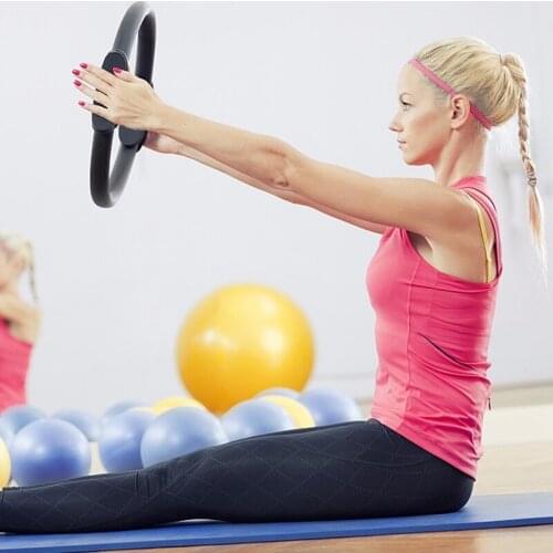 Pilates Ring Magic Circle Body Sport Exercise Fitness Strength Yoga Tool-Black