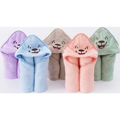 Embroidery animal baby hooded bath towel 90x90cm microfiber towel swaddle infant newborn baby hooded blanket