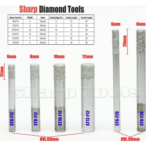 Efficient 5pc 6x20x90L Flat Bottom Stone Bits, Diamond Carving Tool in Cutting, Character Engraving, End Milling Marble, Granite