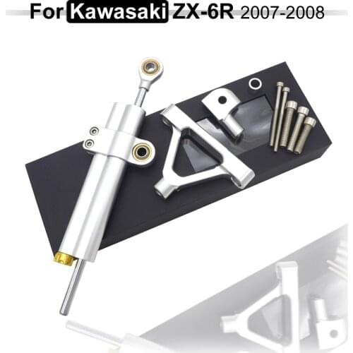 CNC Motorcycle Adjustable Steering Stabilize Damper Bracket Mount kit For Kawasaki ZX6R ZX 6R 2007 2008 Moto Steer Support