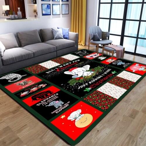Nordic 3D Printing Carpet Cartoon Elephant pattern Carpets for living room Bedroom Area Rugs Soft Flannel Home kitchen Floor Mat