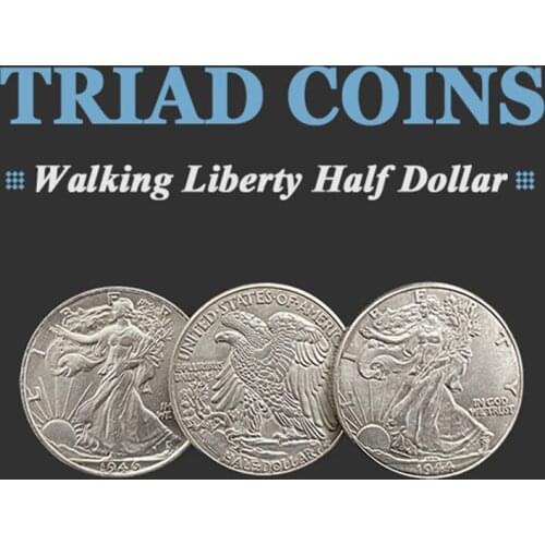 Triad Coins (Walking Liberty Half Dollar Gimmick) By Joshua Jay Three Coin Change Magia Close Up Illusions Props Mentalism Fun