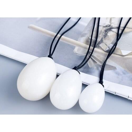 Drilled Yoni Egg White Jade Stone Massager Kegel Exercise Tightening Pelvic Muscle Vaginal Ben Wa Ball Body Massage Health Care