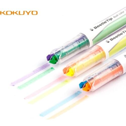 Japan KOKUYO Beetle Tip Dual Color Pen color Highlighter Pen Marked PM-L303