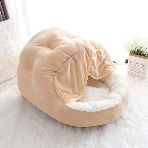 Enclosed Large Space Cat House Winter Warm Small Dog Bed Soft Thickening Pp Cotton Pet Mat Detachable Washing Kennel Cat Supplie