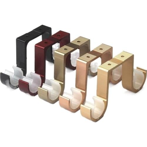 1PCS Double Curtain Rod Brackets Heavy Duty Metal Rod Aluminum Alloy Holder Hook For Home Window-Dressing Hardware Accessories