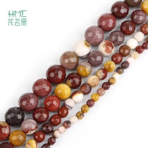 15" Natural Stone Beads Faceted Egg Yolk Round Loose Beads 4 6 8 10mm Fit DIY Bracelet Charm For Jewelry Making