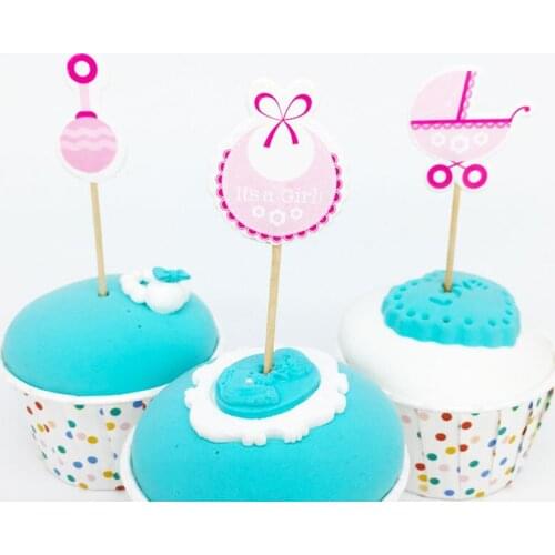 18pcs/lot Lovely Babygirl Cradle Cake/Cupcake Toppers Cartoon Theme Party Supplies Baby And Mother Birthday Party Decorations