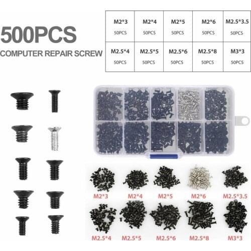500Pcs Set Laptop Computer Screws Set Compatible For Computer Notebook M2 M2.5 M3 Alloy Steel Laptop screws kit with Plastic Box