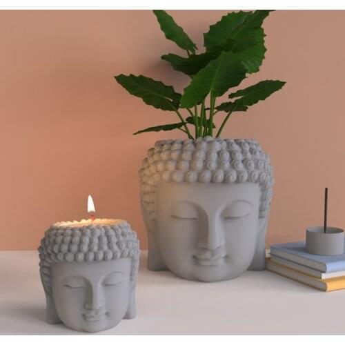 Concrete Buddha Head Flower Pot Molds Concrete Planter Molds Silicone Mold for Candle cup Potted Plant Mold