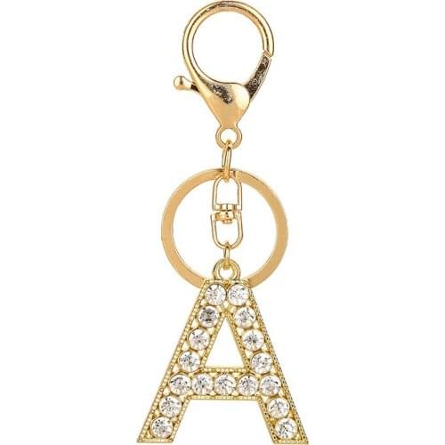 Letter Pendant Keychain Crystal Rhinestone Alphabet Key Ring Initial Capital Letter A-Z Jewelry Chain Unisex Key Chain Gifts
