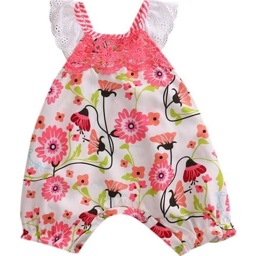 0-24M New Arrivals Infant Baby Girl Clothes Cute Lace Romper Outfit Toddler Girls Summer Floral Sunsuit