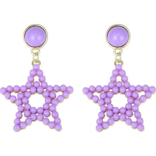 Dvacaman 2021 New Korean Trendy Colorful Acrylic Beaded Geometric Star Drop Dangle Earrings for Women Girls Party Jewelry Gifts
