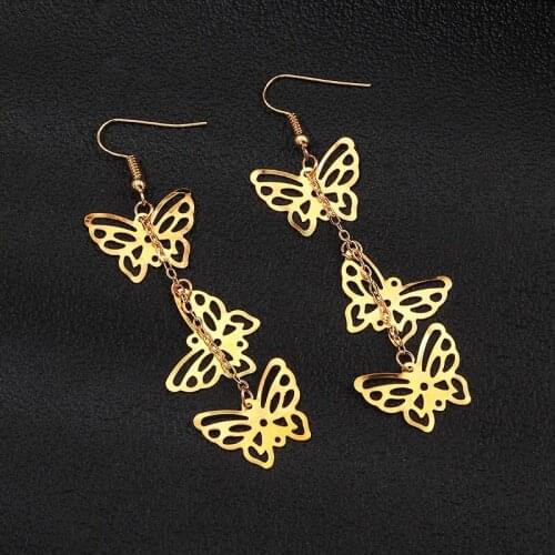 European and American Jewelry Fashion Simple Butterfly Earrings Creative Personality Alloy Earrings for Girl Women Gift