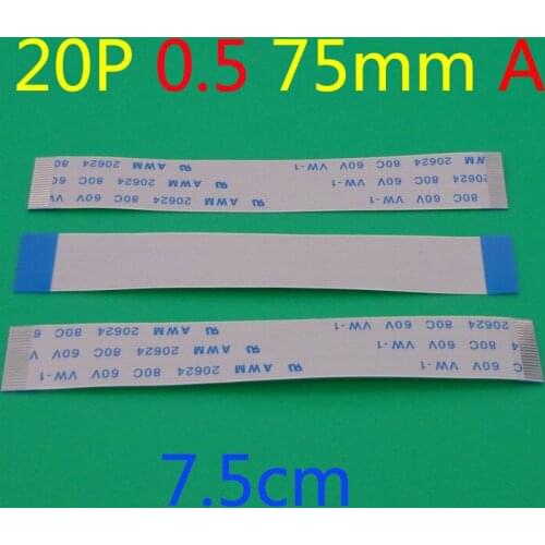 10pcs 0.5mm Pitch 20Pin 7.5cm 75mm Forward Direction Flexible Flat Ribbon Cable FPC FFC Connect Cable