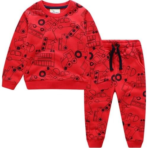 SAILEROAD Childrens Excavator Clothes Sets Spring Autumn 2Pcs Suits New Kids Suits for Boys Girls Long Shirt+pants Sports Suits