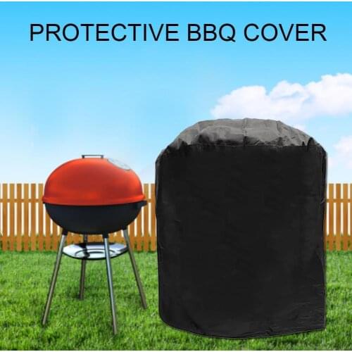 Round BBQ Cover 210D Oxford Fabric Waterproof Dust-proof Anti-UV Indoor Outdoor BBQ Grill Cover Waterproof Barbecue Cover
