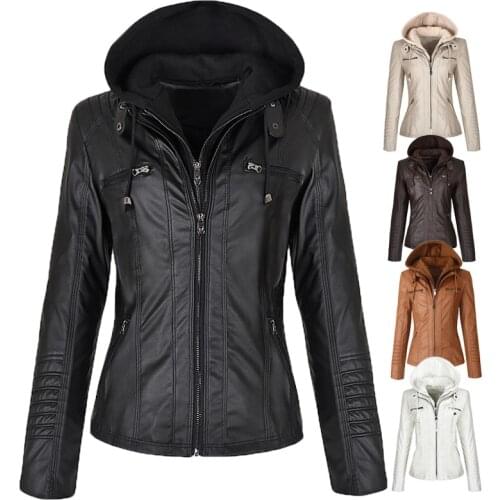 Faux Leather Jacket Women 2021 Basic Jacket Coat Female Winter Motorcycle Jacket Faux Leather Suede PU Zipper Hoodies Outerwear