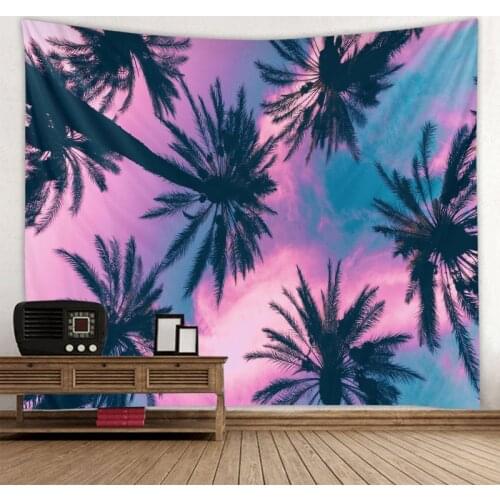 Hot selling explosion models coconut tree landscape printing background tapestry wall decoration cloth multiple sizes