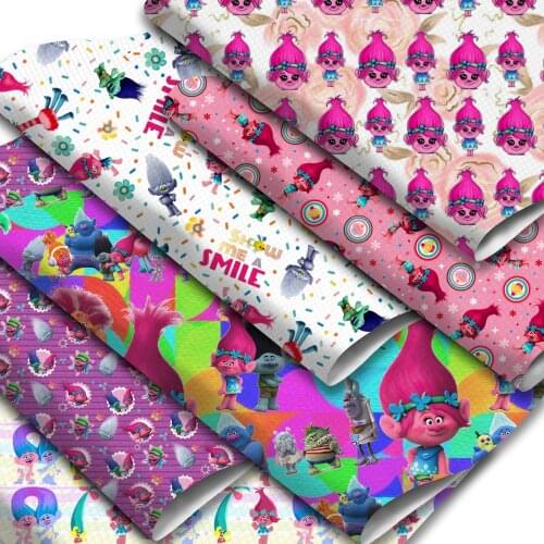 Cartoon Characters Faux Leather Sheets Printed Synthetic Leather Fabric 20x33cm for DIY Earrings Hair Bows Garment Crafts